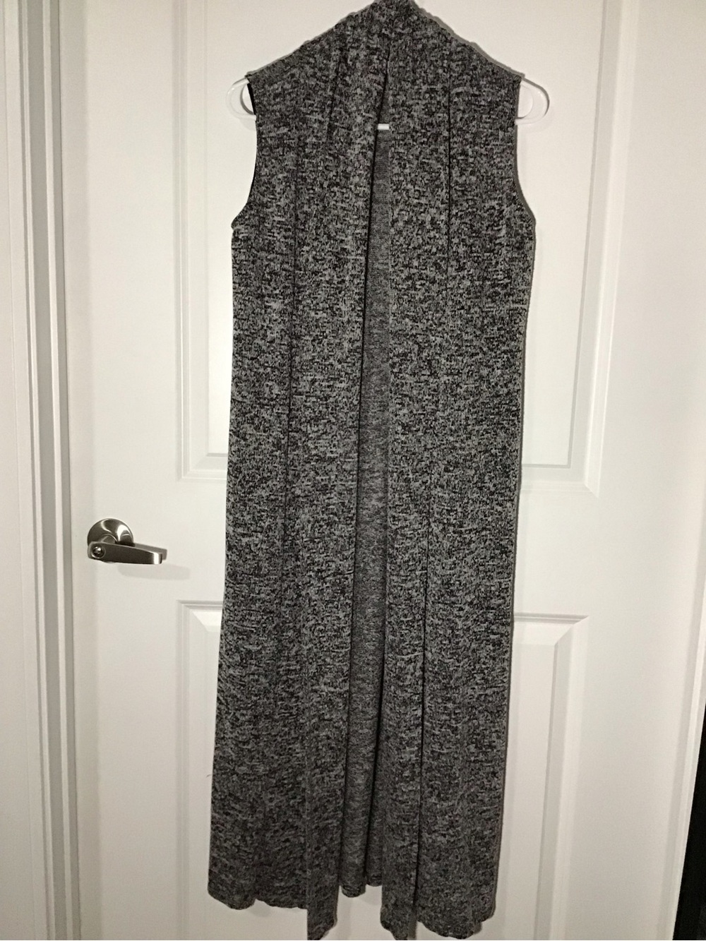 Sleeveless Open-Front Extra Longline Vest - Heather Gray Size S